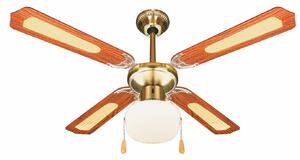 Ventilatore da Soffitto con 4 Pale e Lampada Ø106cm 3 Velocità  Kooper Windy Marrone