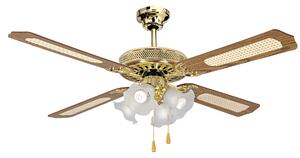 Ventilatore da Soffitto con 4 Pale e 4 Lampade Diametro 130 Cm 3 Velocità