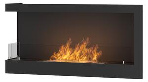 Camino a Bioetanolo da Incasso 90x45 cm Corner 900 Left Sinistro Nero con Vetro