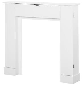Cornice per Camino 107x18x100 cm in Legno MDF Bianco
