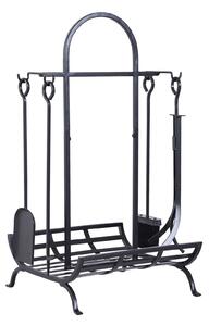Portalegna Legnaia in Ferro 45x40x78 cm Max 100Kg con Attrezzi Nero