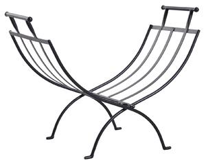 Portalegna Legnaia Pieghevole in Ferro 60x35x45 cm Max 30Kg Nero