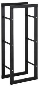 Portalegna Legnaia in Ferro 40x25x100 cm da Interno Max 100Kg Nero