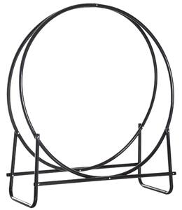 Porta Legna Design Cerchio da Interno in Ferro Nero 102x40x114 cm