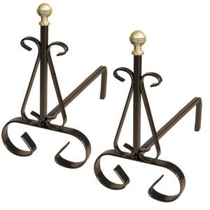 Coppia di Alari 41x15x40 cm per Camini e Stufe in Ferro Battuto