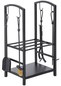 Portalegna Legnaia in Ferro 40x30x74 cm Max 100Kg con Attrezzi Nero