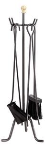 Set Camino 4 Pezzi 22x58 cm Scopino Paletta Attizzatoio e Pinza Ferro Battuto