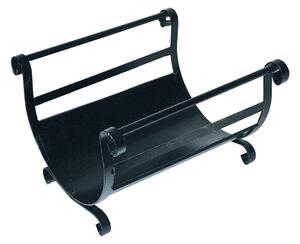 Portalegna per Camino 40x35x29 cm in Ferro Battuto Nero