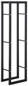 Portalegna Legnaia Verticale in Ferro 40x25x150 cm da Interno Max 100Kg Nero