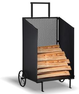 Carrello Portalegna 51,5x45,5x91,5 cm con Ruote in Ferro Nero