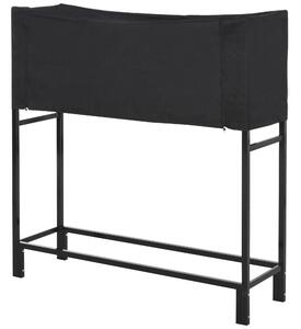 Portalegna per Camino 122x35x123 cm in Acciaio con Copertura Nero