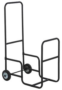 Portalegna per Camino 56x40x90,5 cm con Ruote in Acciaio Nero
