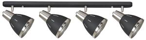 Plafoniera con 4 Faretti LED da Soffitto Orientabili in Metallo Cromato Nero Ø13x16x72 cm
