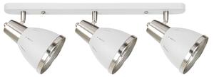 Plafoniera con 3 Faretti LED da Soffitto Orientabili in Metallo Cromato Bianco Ø13x16x55 cm