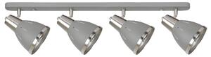 Plafoniera con 4 Faretti LED da Soffitto Orientabili in Metallo Cromato Grigio Ø13x16x72 cm