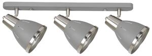 Plafoniera con 3 Faretti LED da Soffitto Orientabili in Metallo Cromato Grigio Ø13x16x55 cm