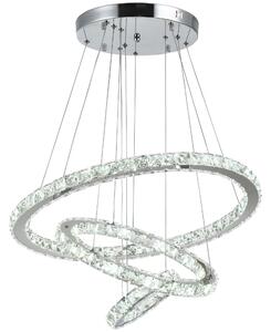 Lampada da Soffitto a LED 40W 3 Anelli in Acciaio e Cristallo Ø60x110 cm