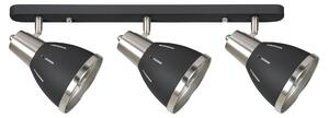 Plafoniera con 3 Faretti LED da Soffitto Orientabili in Metallo Cromato Nero Ø13x16x55 cm