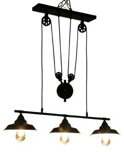 Lampada da Soffitto 3 Paralumi E27 in Metallo 90x22x180 cm Nero