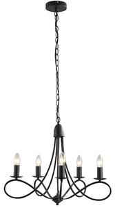 Lampada da Soffitto 200W E14 in Acciaio Intrecciato Nero