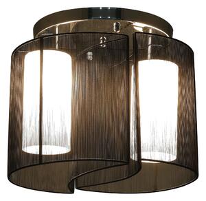 Lampada da Soffitto 2 Paralumi 80W E27 in Acciaio e Vetro Ø47,5x33 cm Nero