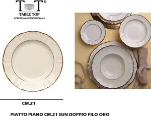 Table Top Piatto Piano 21 cm Doppio Filo colore Oro - TAB1773