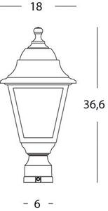 Lampada Lanterna Testa Palo Quadrata Colore Bianco e Nero per Esterno Linea Marine Sovil
