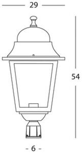 Lampada Testa Palo Diametro 60Mm Colore Nero per Esterno Linea Maxi Quadrata Livos