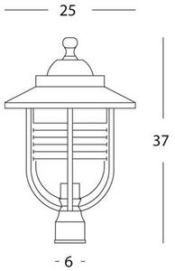Lampada Testa Palo Color Ruggine Diametro 6Cm da Esterno Linea Porto Sovil