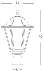 Lampada Testa Palo Diametro 60Mm Colore Nero da Esterno Linea Esagonale Sovil