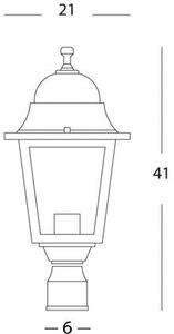 Lampada Testa Palo Diametro 60Mm Colore Nero da Esterno Linea Quadrata Sovil
