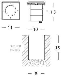 Lampada Calpestabile Quadro Piccolo Colore Acciaio e Argento per Esterno Linea Route Livos