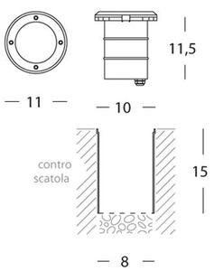 Lampada Calpestabile Tondo Piccolo Colore Acciaio e Argento per Esterno Linea Route Livos