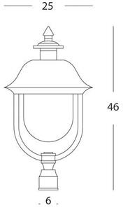 Lampada Testa Palo Color Grigio e Rame Diametro 6Cm da Esterno Linea Rustica Sovil