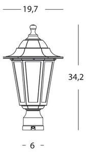 Lampada Lanterna Testa Palo Esagonale Colore Bianco e Ruggine per Esterno Linea Marine Sovil