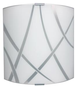 Applique 1xE27 Montatura Argento Vetro Lastra Bianco E-Energy Clio