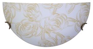 Applique 1xE27 Ganci Bz Vetro Lastra Bianco Decorato Rose E-Energy Caterina