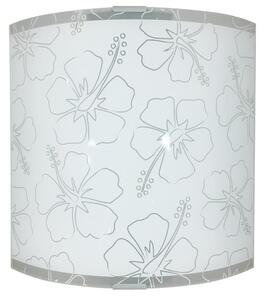 Applique 1xE27 Montatura Argento Vetro Lastra Serigrafato Fiore Bianco E-Energy Delia