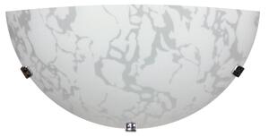 Applique 1xE27 Ganci Cromo Vetro Lastra Bianco Decorato Marmo E-Energy Maida