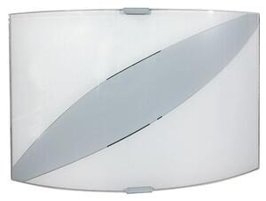 Applique 1xE27 Montatura Argento Vetro Lastra Bianco Decorato Fascia E-Energy Valentina