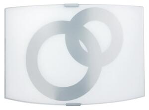 Applique 1xE27 Montatura Argento Vetro Lastra Bianco Cerchi E-Energy Stefania