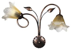 Applique 2xE14 Montatura Marrone Rame Vetro Satinato Sfumato Ambra E-Energy Melania