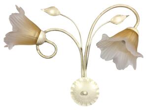 Applique 2xE14 Montatura Avorio Oro Vetro Satinato Sfumato Ambra E-Energy Melania