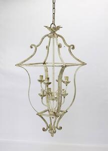 Lampadario 8 Luci in Metallo 45x98x45cm Sbiancato