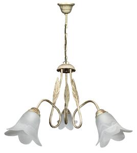 Lampadario 3xE14 Montatura Av Oro Vetro Spugnato Bianco E-Energy Amelia