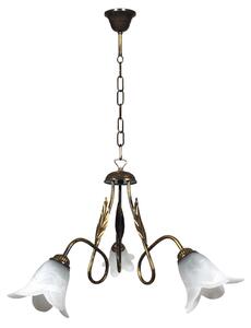 Lampadario 3xE14 Montatura Marrone Oro Vetro Spugnato Bianco E-Energy Amelia
