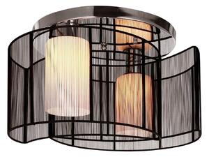 Lampadario a Incasso 2 Paralumi E27 Ø40x25 cm in Metallo Nero
