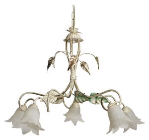 Lampadario 5xE14 Montatura Anticata Vetro Paglierino E-Energy Arianna
