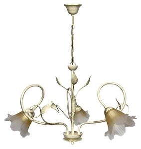 Lampadario 3xE14 Montatura Avorio Oro Vetro Satinato Sfumato Ambra E-Energy Melania