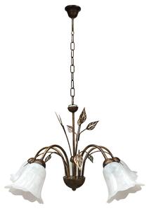 Lampadario 5xE14 Montatura Marrone Oro Vetro Spugnato Bianco E-Energy Teresa